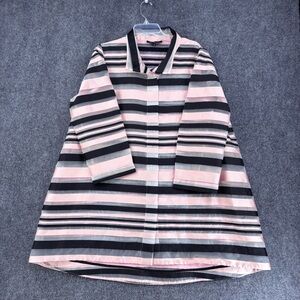 Pink Tartan Designer Pink Black White Striped Blazer Women’s L Quiet Luxury
